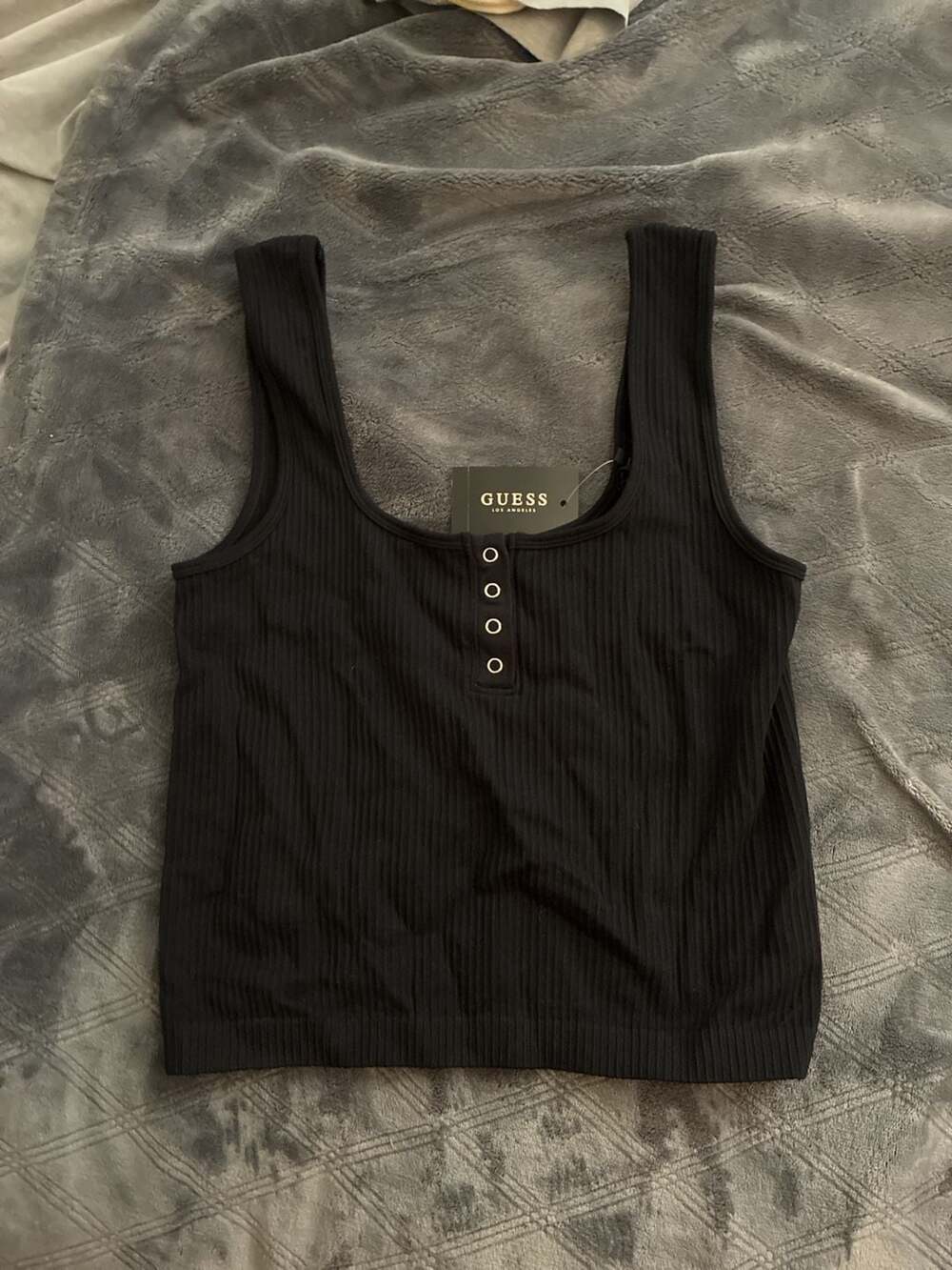 Guess Los Angeles Ribbed Henley Tank Top